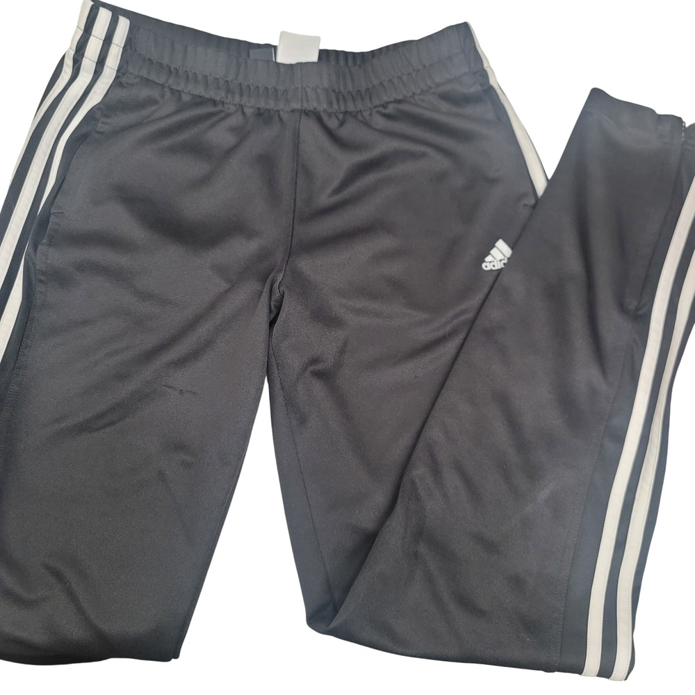 Adidas Womens Tiro Track Pants Black White Striped Tapered Ankle Zip Size Medium